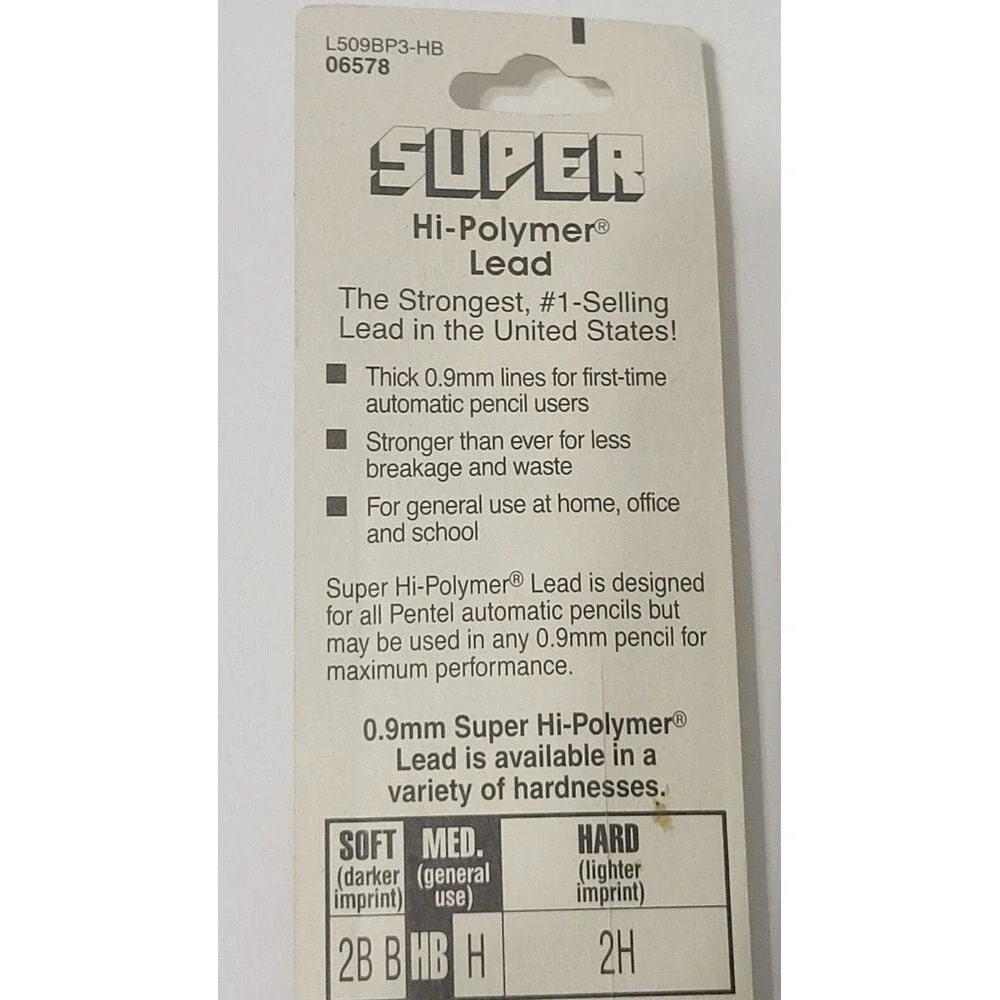 Pentel 3PK Super Hi-Polymer .9mm Mechanical Pencil Lead Refills 45 Pcs Old Stock